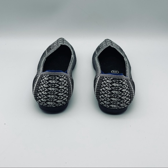 ROTHY’S The Point Pointed Flats Black White Python W7 Size 7 - Picture 6 of 12